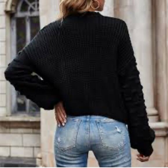 Racheal Lantern Cable Knit Pullover Sweater L | Dolman Sleeve Oversized Knit - Picture 4 of 15